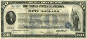 $50 Liberty Loan of 1917 Bond - 60 Coupons Still Attached